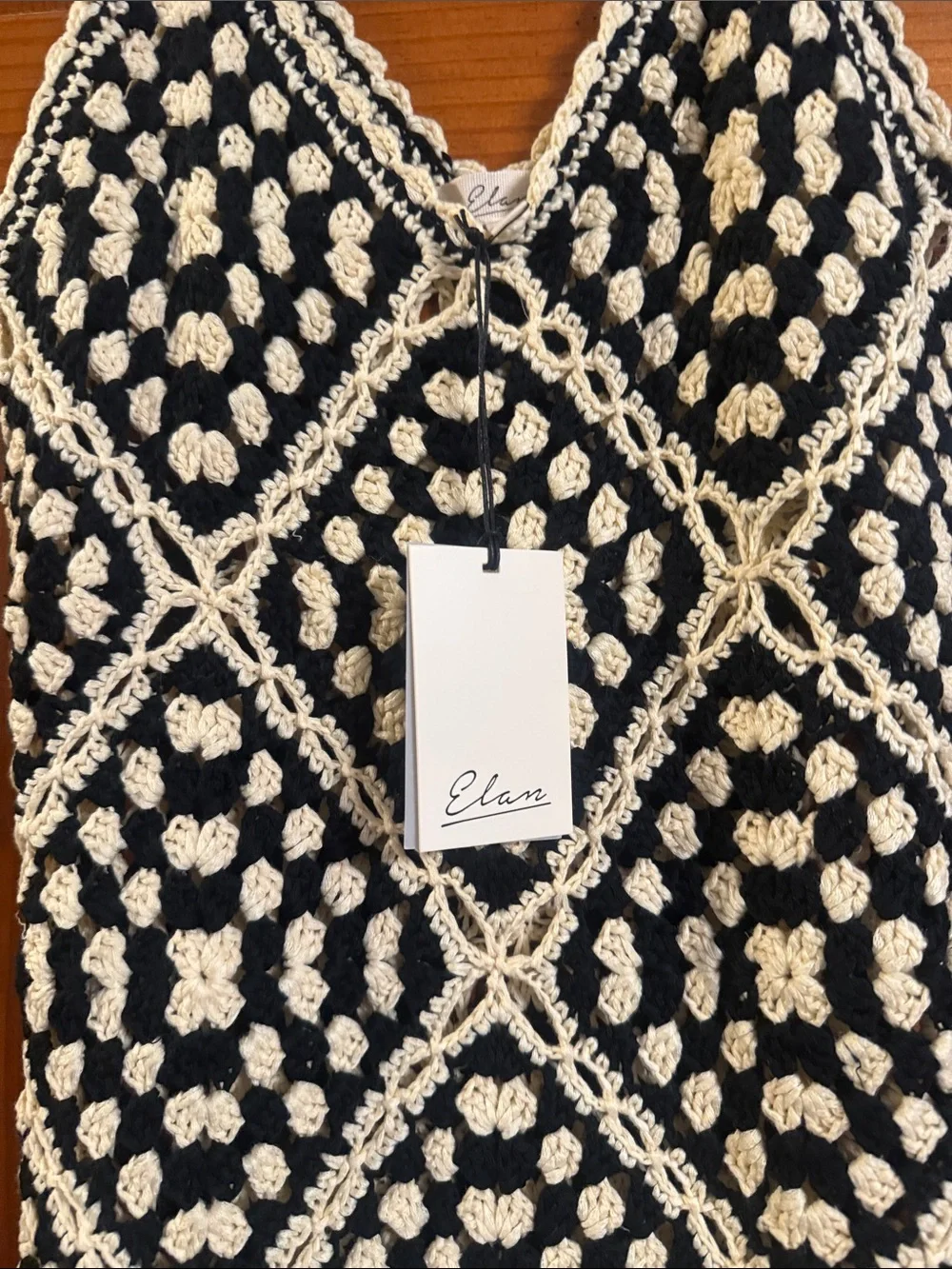 Black and Cream crochet Slip Dress - Picture 2 of 7
